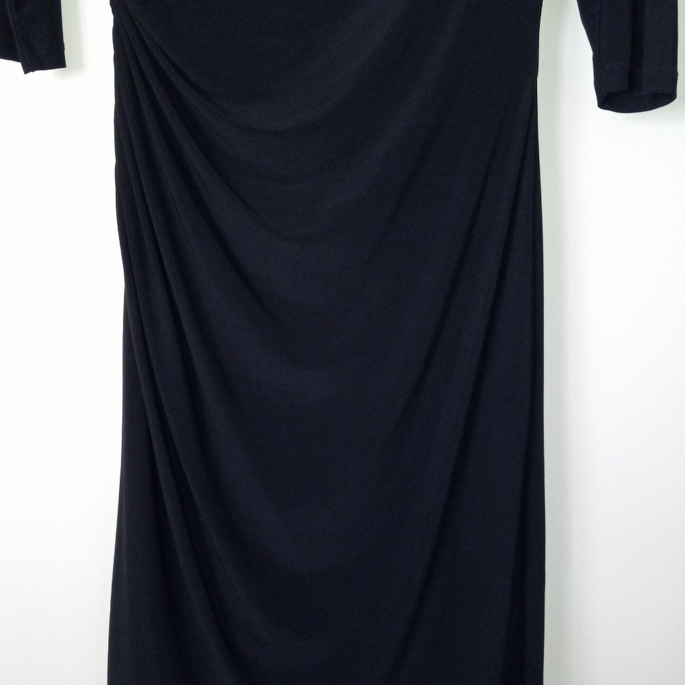 Ronni Nicole size 12 little black dress long sleeve scoop cowl 3/4 sleev… - Picture 9 of 10